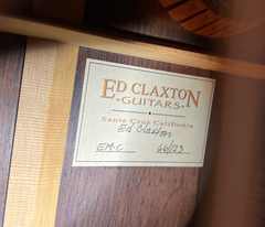 Claxton EMc Brazilian rosewood guitar interior signed label