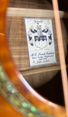 Leach Cremona Koa/Redwood guitar interior label