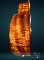 Leach Cremona Koa/Redwood guitar side detail