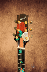 Leach 25th Anniversary Koa Guitar headstock