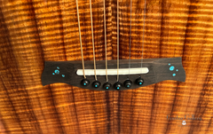 Osthoff OM All Koa guitar ebony bridge