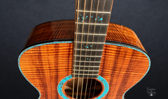 Osthoff OM All Koa guitar faux turquoise top trim