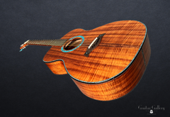 Osthoff OM All Koa guitar glam shot top