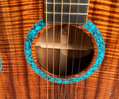 Osthoff OM All Koa guitar faux turquoise rosette