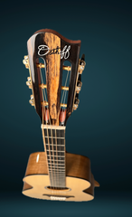 Osthoff 000-12 Black Limba guitar headstock glam shot